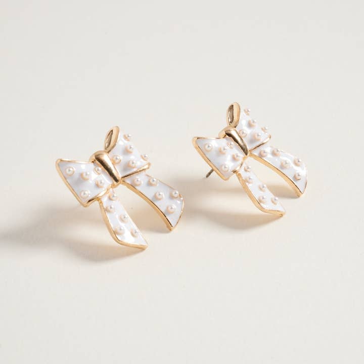 Designature New York - Wholesale Stud/Post Earrings - Christmas Bow with Pearls Post Earrings Jewelry8