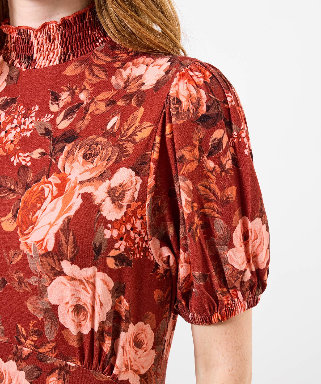 Brown All About Autumn Floral Jersey Dress for wholesale on Faire3