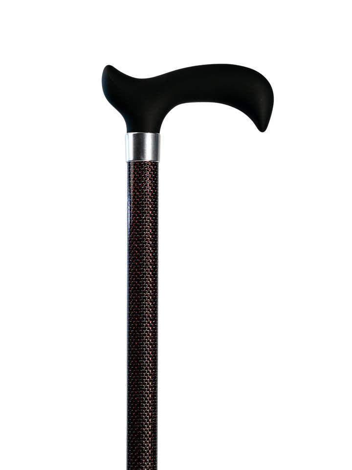 Slimline a quadretti cremisi in fibra di carbonio con mano morbida al tatto per la vendita all'ingrosso da parte di WC Walking Canes