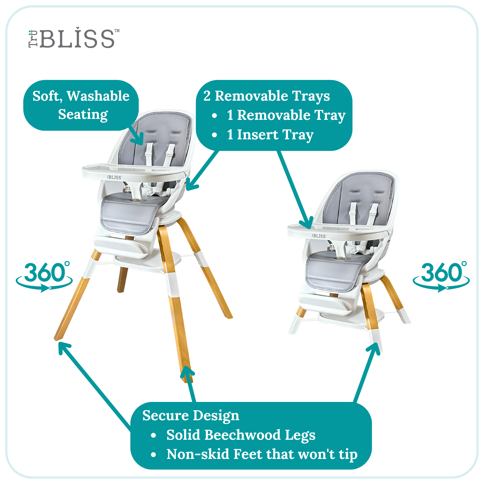 TruBliss Baby - Wholesale Highchair - Baby - 2-in-1 Turn-A-Tot High Chair with 360 degree Swivel34