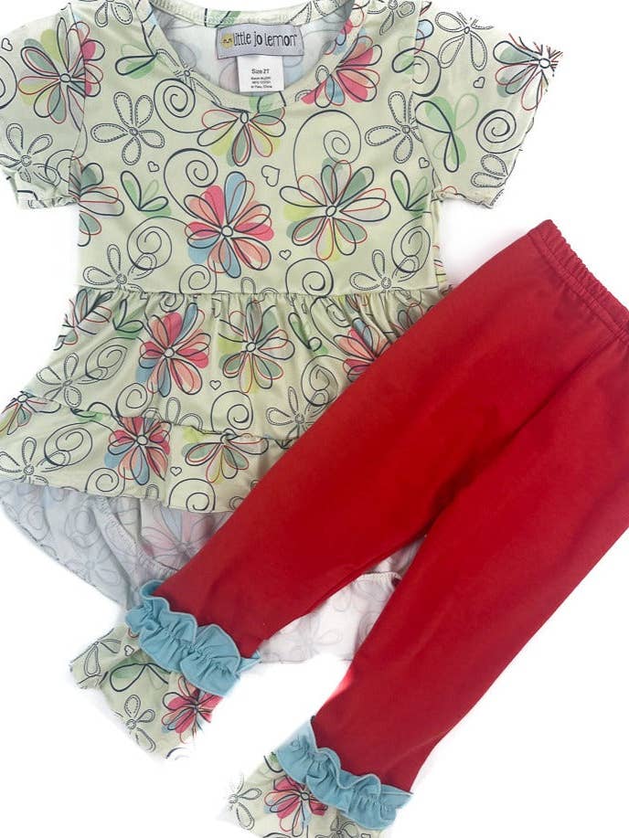 Butterfly Swirl Ruffled Tunic Set for wholesale by Little Jo Lemon