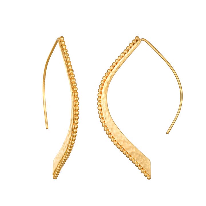 Satya Jewelry - Wholesale Dangle Earrings - Hammered dot lotus petal earrings