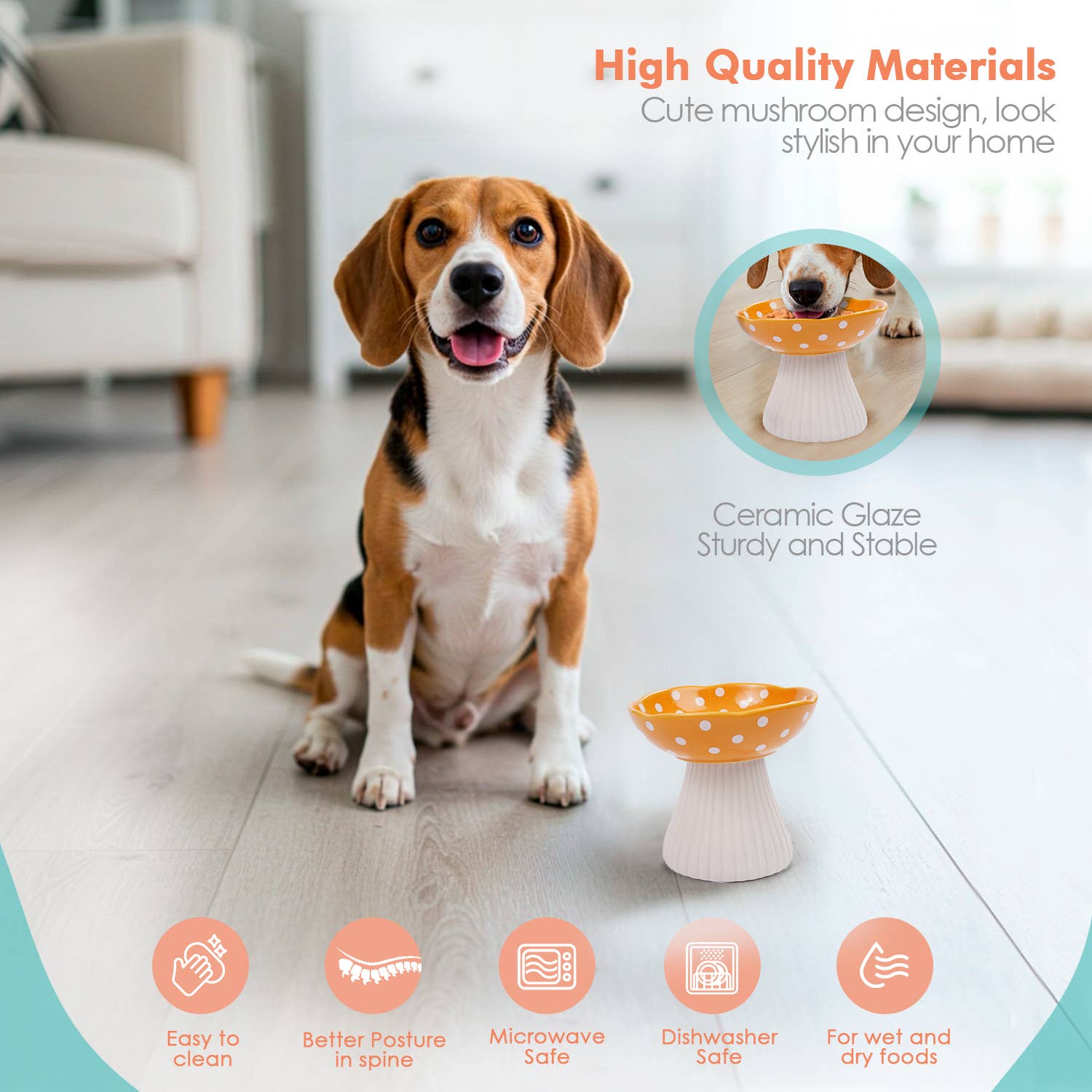 Precious Tails - Wholesale Pet Bowl - Cat/Dog - Mushroom Shaped  Stoneware Elevated Pet Bowl2
