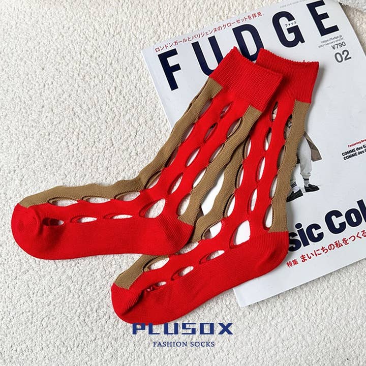 LadyJuneAccessories - Wholesale Socks - Women's - Elegance Oval Cut-Out Mesh Socks1