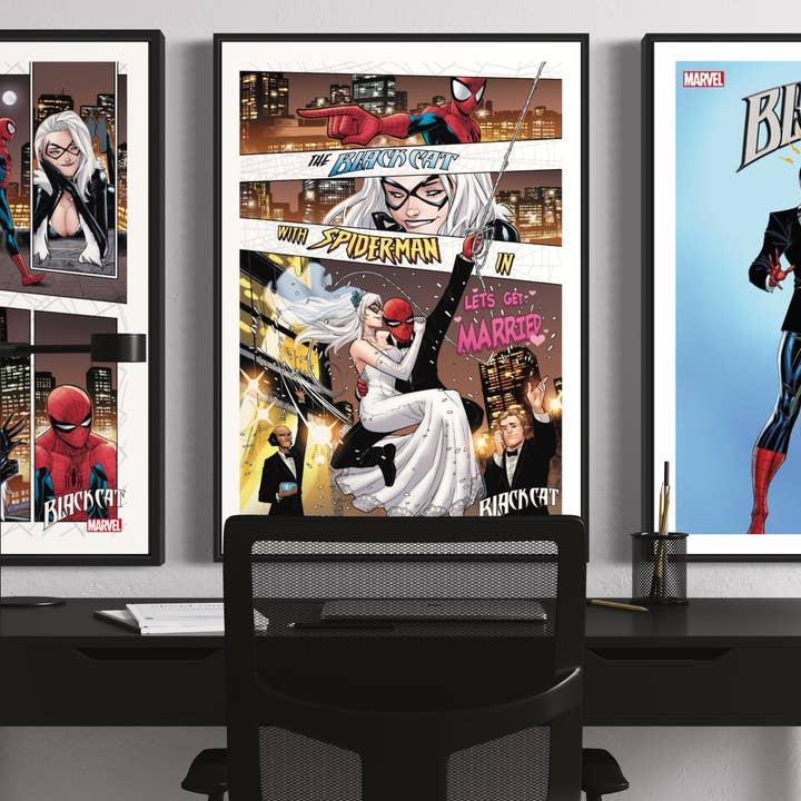 Billies Inks – Engroshandel Gallerivæg – Sæt med 3, Sort kat & Spider Man Getting Married Prints2