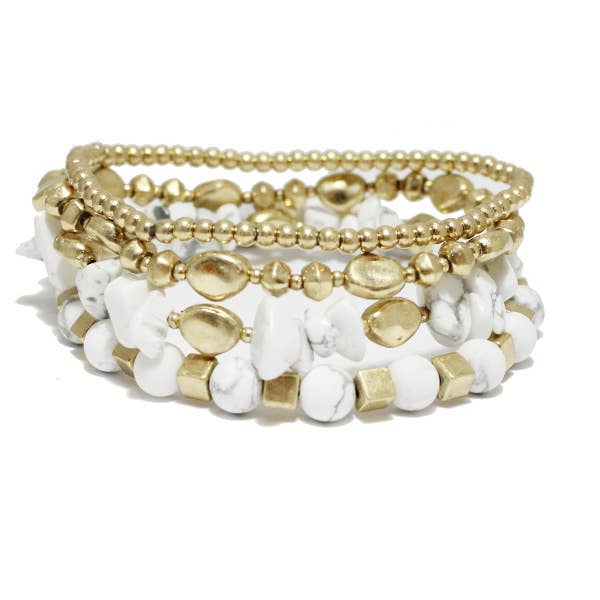 Braccialetto multistrato in pietra - 4 pezzi/set per la vendita all'ingrosso da parte di SOPHIA WHOLESALE