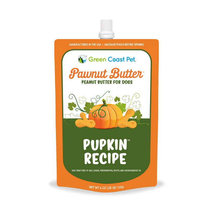 Pawnut Butter with Pupkin Recipe 6 oz pouch for wholesale by Green Coast Pet