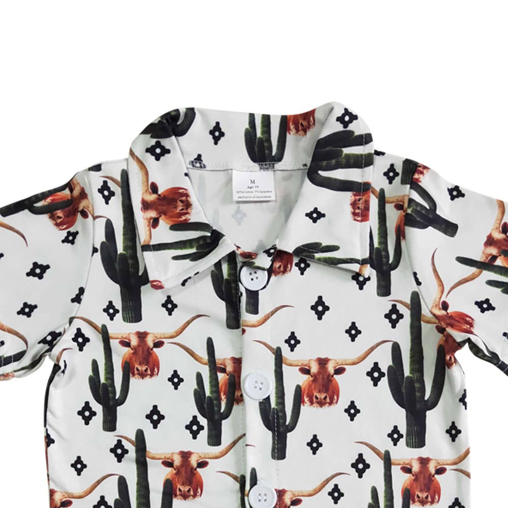 Aier Wholesale - Vente Chemise à col boutonné – enfant - Chemises western à motif cactus pour bébé garçon4