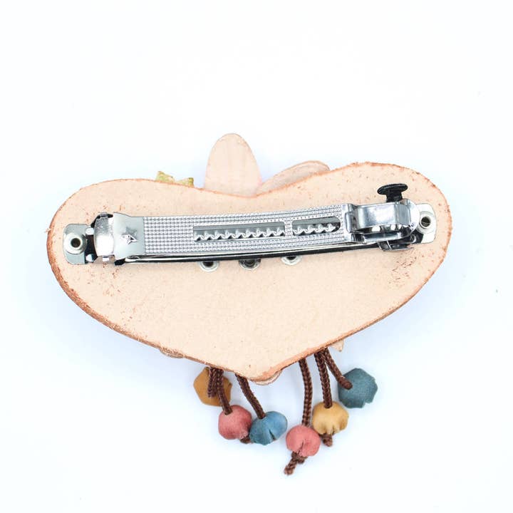 Sunflower Handmade leather inc - Wholesale Barrette - Women's - as0003-2 6 pcs woodstick and 6 pcs metal leather barrettes9