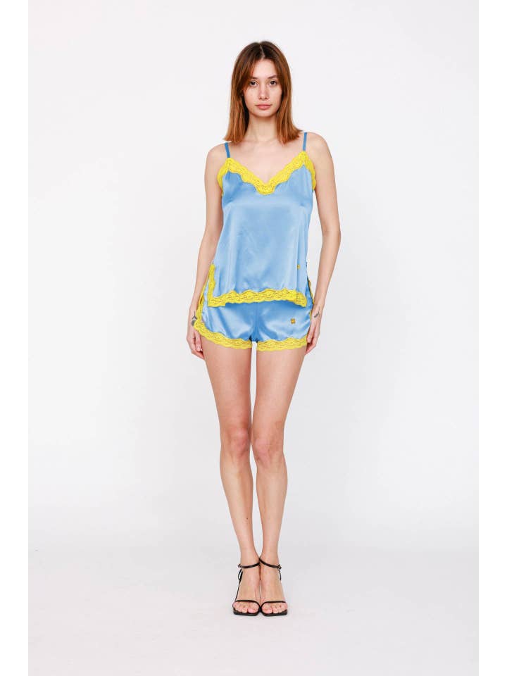 Vannina Vesperini - Wholesale Shorts - Women's - Silk boxer, Jean - Yellow