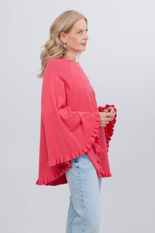 SAACHI - Wholesale Poncho - Women's - Talia Ruffled Hem Poncho Sweater26
