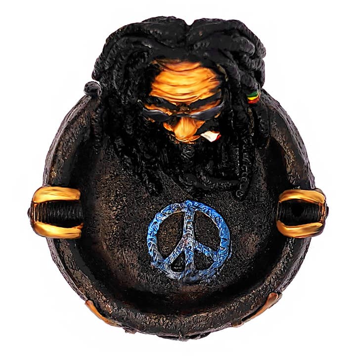 Pichincha - Wholesale Ashtray - Smoking Bob Rasta Man Figurine Round Ash Tray4