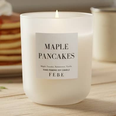 Maple Pancakes - 10oz Raw Crystal Glass Candle for wholesale by FEBE Candles
