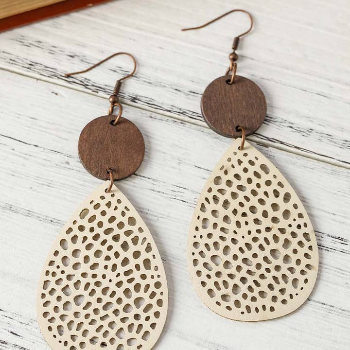 Apricot Cut-Out Water Drop Hook Earrings for wholesale on Faire2