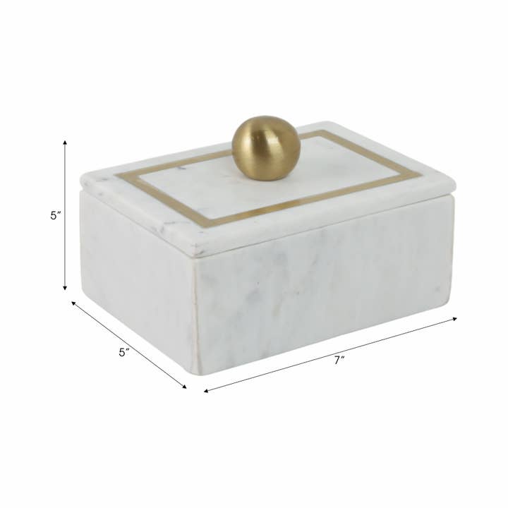 Sagebrook Home - Wholesale Decorative Box - Marble Rectangular Box with Removable Lid - White, 7 in.3