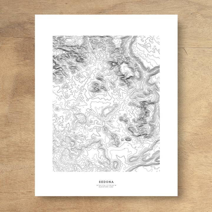 Sedona, Arizona Topographic Map Art Poster Print for wholesale by Topographia Design