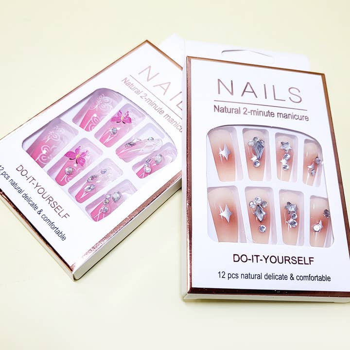 Assorted Color Women Pre Glued Press On Nail Set for wholesale on Faire