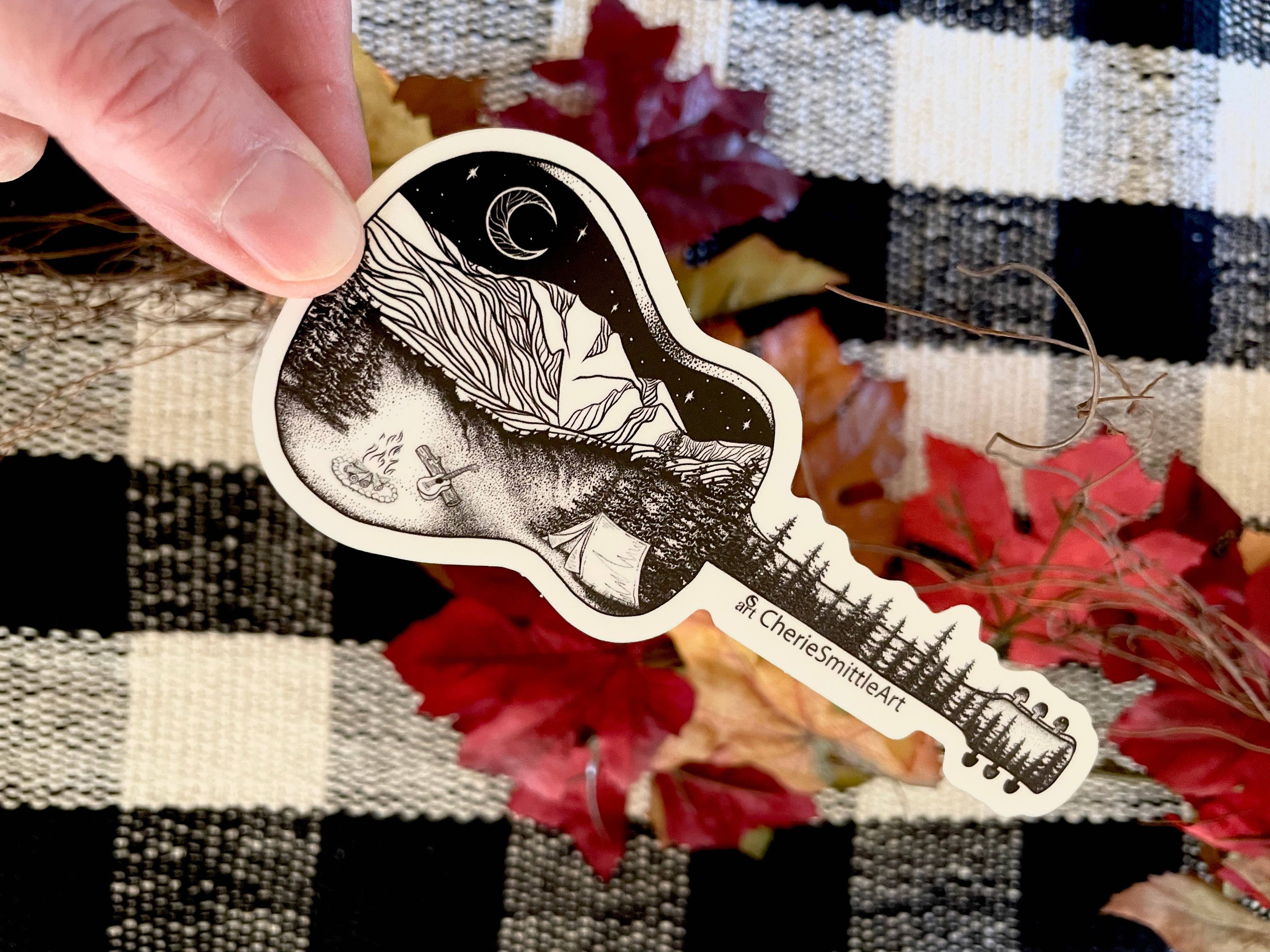 CherieSmittleArt - Wholesale Sticker - Camp Acoustic Guitar Sticker8
