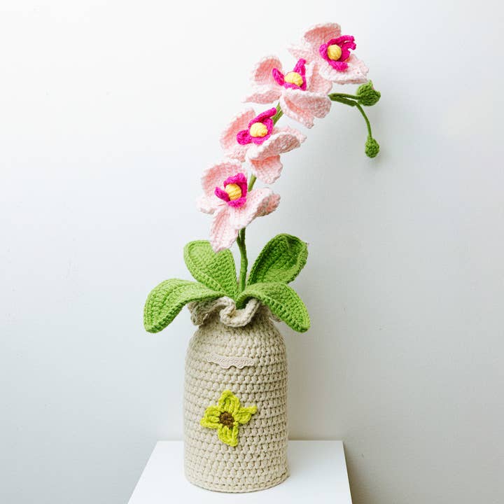 Handmade Crochet Potted Plants - Moth Orchid Vase for wholesale by The Way to You