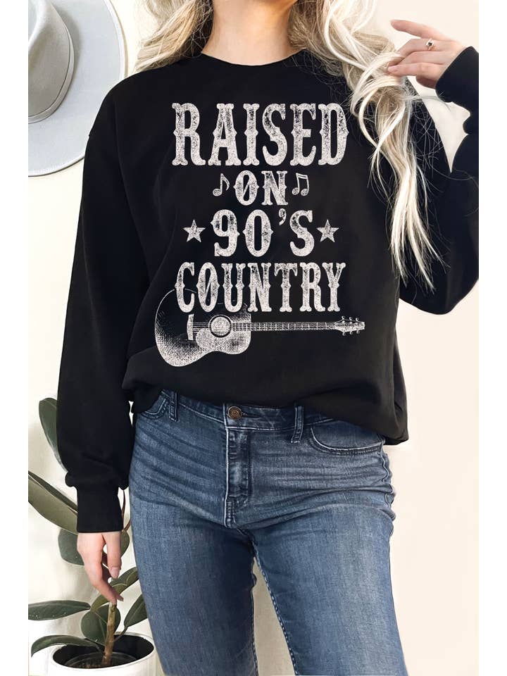 Rustee Clothing – Engroshandel Grafisk Sweatshirt - Dame – REJST PÅ 90"ERNE COUNTRYMUSIK GRAPHIX TERRY SWEATSHIRTS