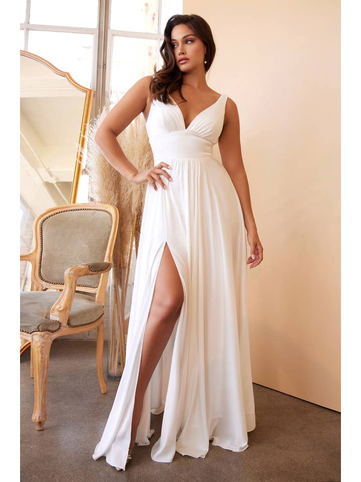 Off White Classic Soft Satin A-line Bridal Gown for wholesale on Faire