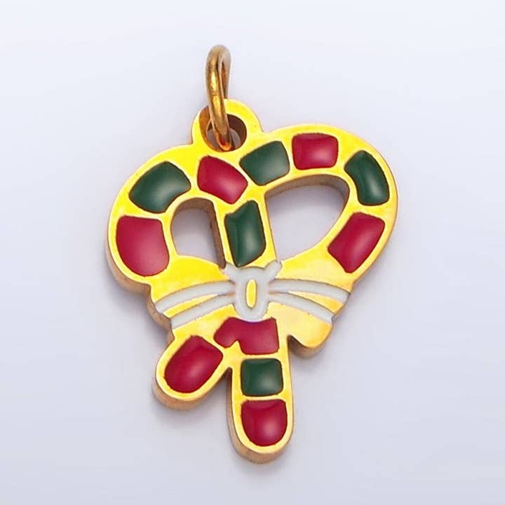 Stainless Steel Candy Cane Christmas Sweets Holiday Charm | P1308 for wholesale by Aim Eternal