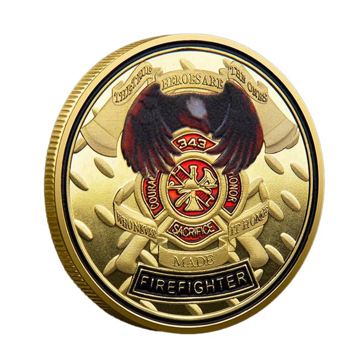 Blinkee.com, LLC - Wholesale Keepsake Coin/Token - Thanksgiving Firefighters Prayer Gold Commemorative Coin