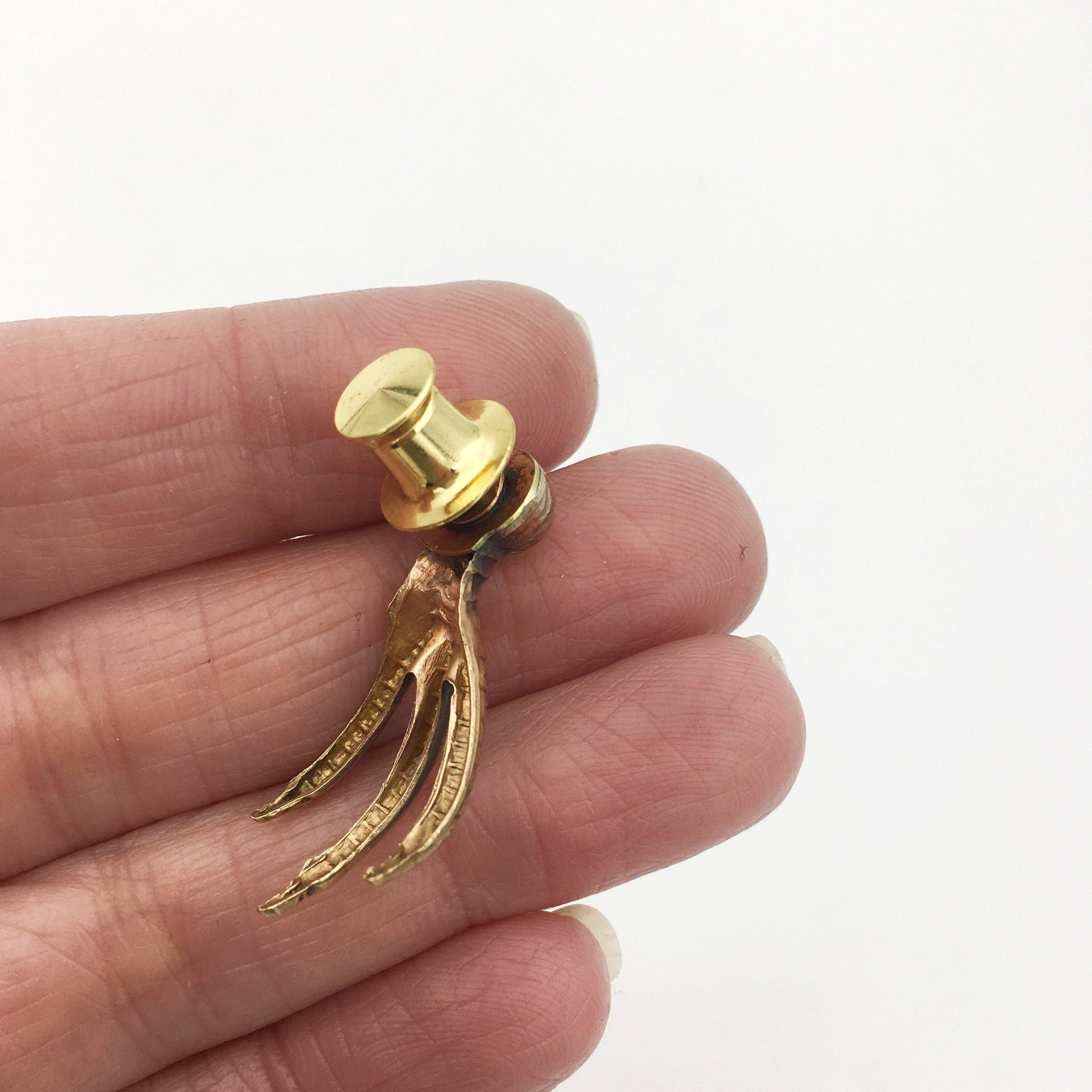 Metal Cloth & Wood - Wholesale Brooch - Gothic Handmade Brass Vintage Bird Claw Talon Brooch or Pin2