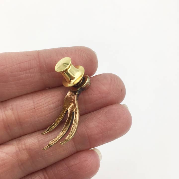 Metal Cloth & Wood - Wholesale Brooch - Gothic Handmade Brass Vintage Bird Claw Talon Brooch or Pin2