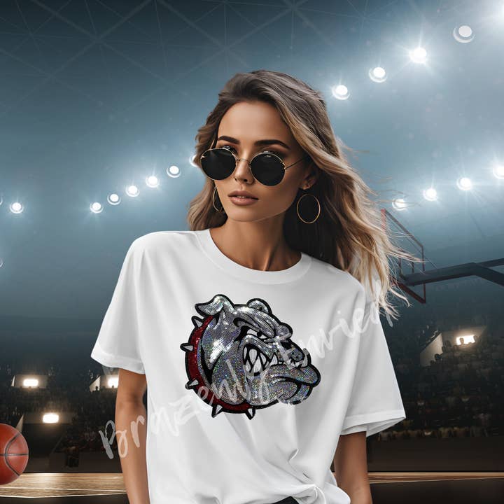 Brazenly Envied - Wholesale Patch - Bulldog Patch | Silver Sequins /Red Collar Sequins2