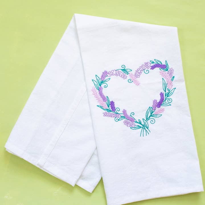 Towel - Lavender Wreath Heart Dish for wholesale by Vibrantly Blue