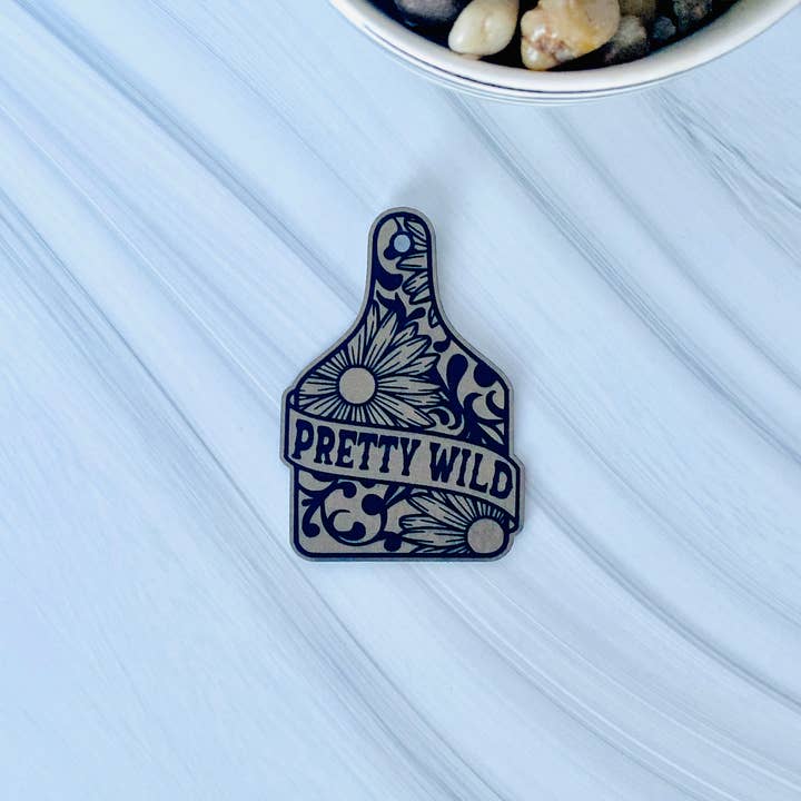 Pretty wild cow tag leather hat patch for wholesale by R & R Stitched