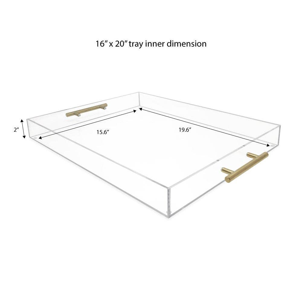 Isaac Jacobs International - Wholesale Serving Tray - Isaac Jacobs Clear Acrylic Serving Tray with Metal Handles13