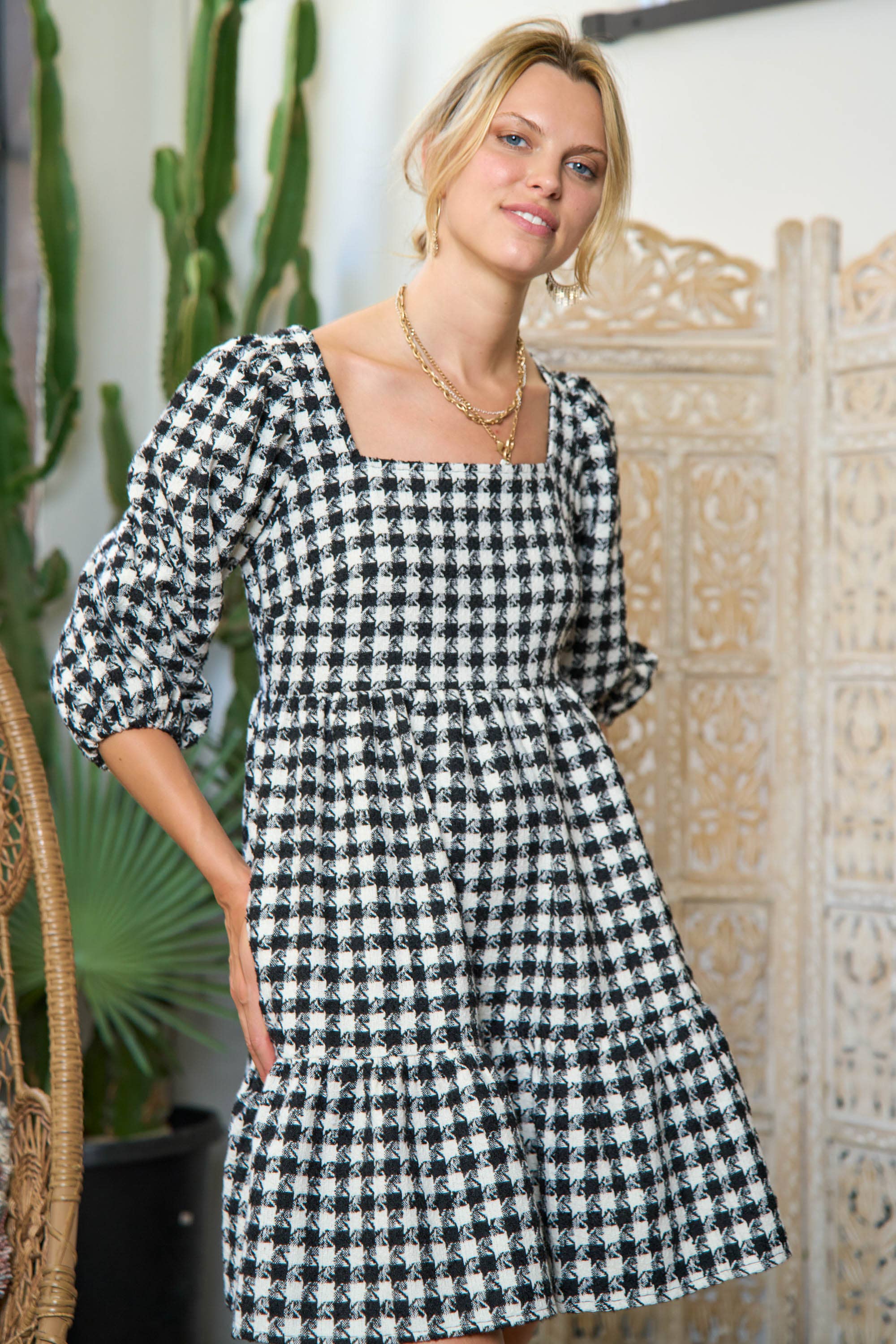 JADE BY JANE – wholesale Klänning - Dam – TWEED PUFFÄRM MINIKLÄNNING JJD50231