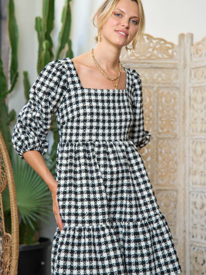 JADE BY JANE – wholesale Klänning - Dam – TWEED PUFFÄRM MINIKLÄNNING JJD50231