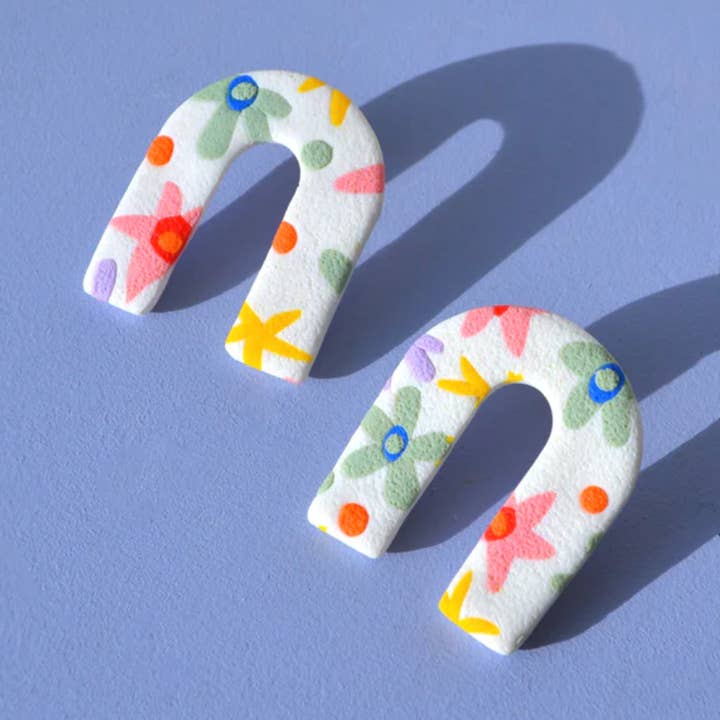 Floral Textured Arch Earrings for wholesale by Sophie Filomena