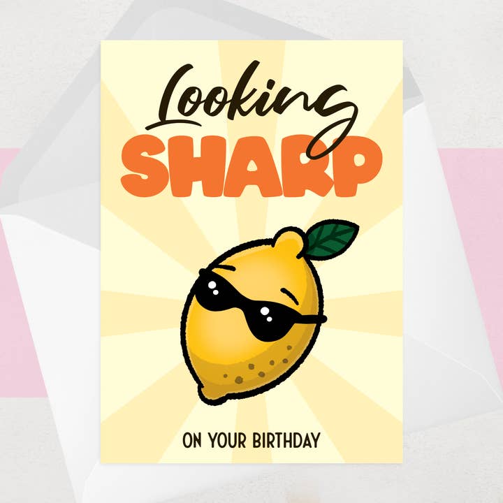 Lemon Birthday Card - Funny Citrus Pun Cards - Looking Sharp for wholesale by OCD Greeting Cards