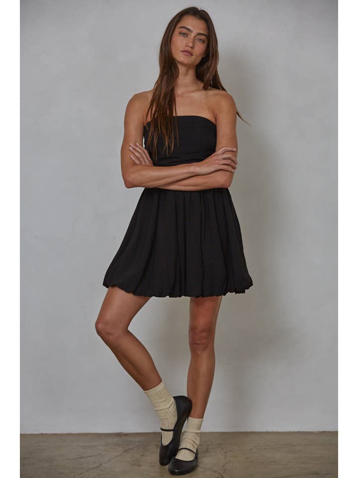 By Together - Wholesale Dress - Women's - L8074 | Woven Cotton Nylon Strapless Bubble Mini Dress
