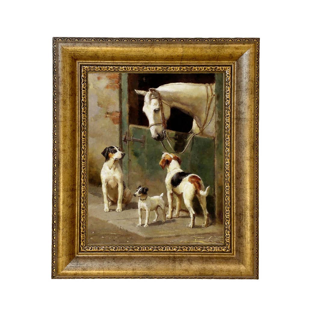 Madison Bay Co. - Historical Home Decor Reproductions - Wholesale Art Print - Dog and Horse at Stable Vintage Painting Print on Canvas51