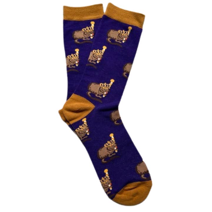 Calzini Mardi Gras Mambo Nutria con Scettro per la vendita all'ingrosso da parte di WHEREable Art, LLC