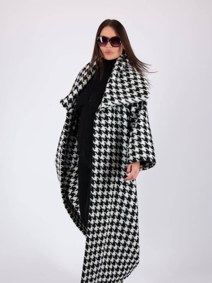 Manteau d'hiver à motif pied-de-poule Ofelia pour la vente par EUG fashion