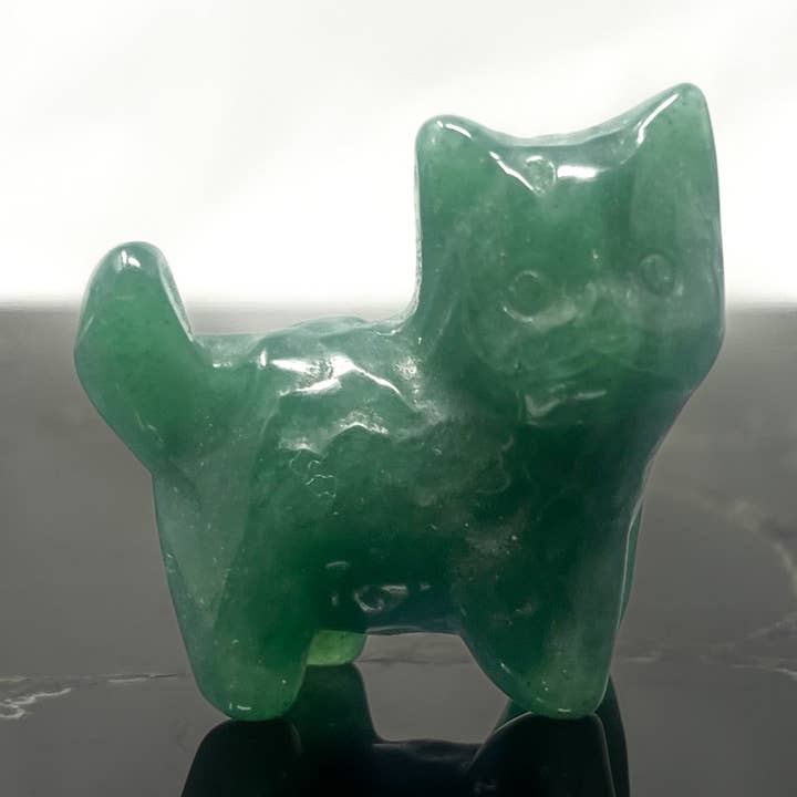 Green Aventurine Kitten Carving for wholesale by The Crystal Tabby