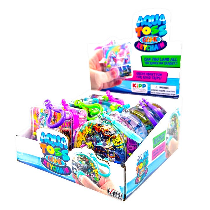 Aqua Ring Water Toss Game Keychain - 12 Piece Display for wholesale by Kipp Brothers