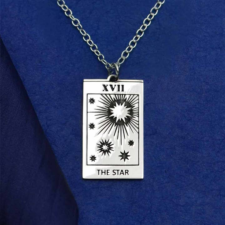 Sterling Silver Star Tarot Card Necklace for wholesale by Nina Designs