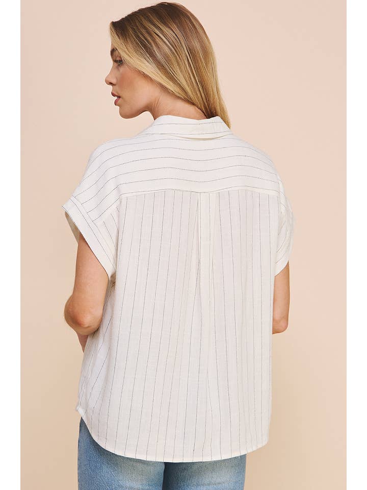 Allie Rose - Wholesale Button Down Shirt - Women's - Dolman V-Neck Shirt in Linen Blend10