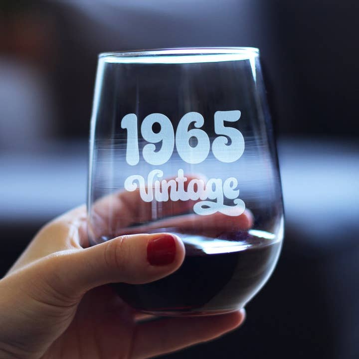 bevvee - Wholesale Wine Glass - Vintage 1965 Stemless Wine Glass - 59th Birthday Gifts1