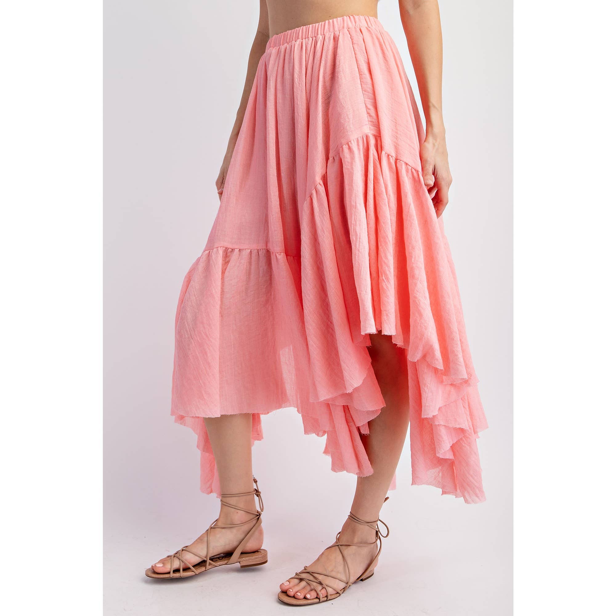 Sweet Generis - Wholesale Skirt - Women's - ASYMMETRICAL RAW-EDGE RUCHED UNEVEN HEMLINE SKIRT7