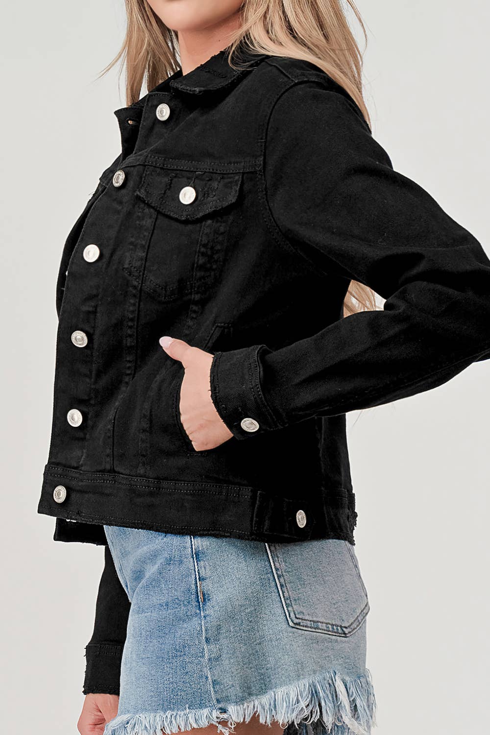 I&M JEAN, INC. – wholesale Jeansjackor – Dam – M7154J - SVART - KLASSISK FÄRG DENIM JACKA4