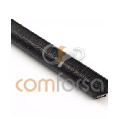 Black flat leather cord 8 mm premium quality for wholesale by COM FORSA SL