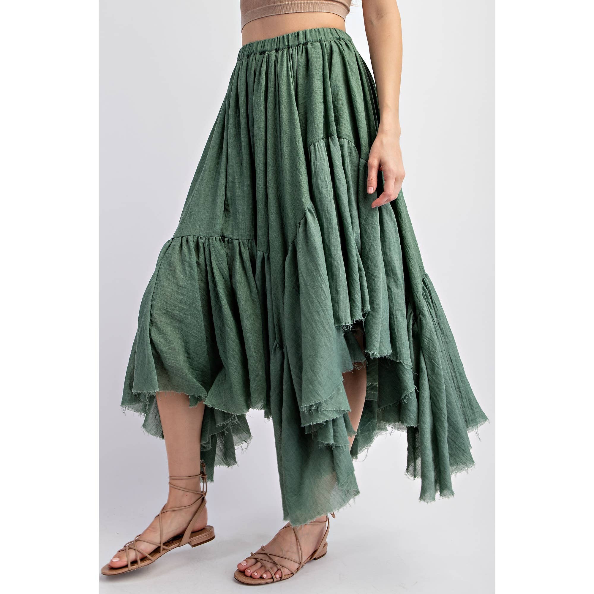 Sweet Generis - Wholesale Skirt - Women's - ASYMMETRICAL RAW-EDGE RUCHED UNEVEN HEMLINE SKIRT20